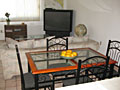 Dining area with table
and four chairs